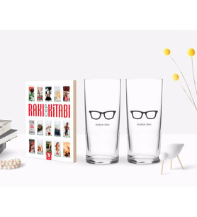 BK Gift Kişiye Özel Renkli Baskılı İsimli İkili Rakı Bardağı ve Rakı Cep Kitabı Hediye Seti-129 (Model 1)