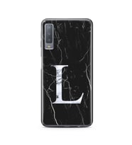 Samsung A7 (2017) Siyah Mermer Harf Tasarımlı Telefon Kılıfı L-Harfi 