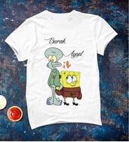 Kişiye Özel Sünger Bob & Squidward Tişörtü ( Büyük - Çocuk )