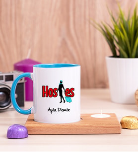 Hostes Ahşap Altlıklı Mumlu Mavi Kupa Bardak