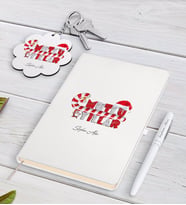 BK Gift Kişiye Özel Yılbaşı Mutlu Yıllar Beyaz Defter Kalem ve Anahtarlık Hediye Seti-2 (Model 1)