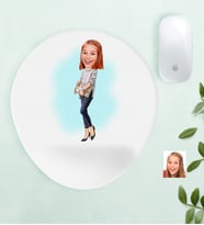 BK Gift Kişiye Özel Bayan Karikatürlü Bilek Destekli Mouse Pad-11 (Beyaz)