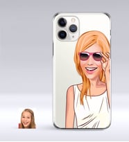 BK Gift Kişiye Özel Bayan Karikatürlü iPhone 11 Pro İnce Şeffaf Silikon Telefon Kapağı-18 (Beyaz)