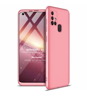 Microsonic Samsung Galaxy M31s Kılıf Double Dip 360 Protective Rose Gold