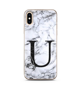 Iphone Xs Beyaz Mermer Harf Tasarımlı Telefon Kılıfı U-Harfi 