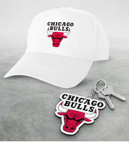 NBA Chicago Bulls Beyaz Şapka ve Ahşap Anahtarlık Seti (Model 1)