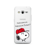 Snoopy Tasarımlı Süper Şeffaf Silikon Telefon Kılıfı Samsung Core 2