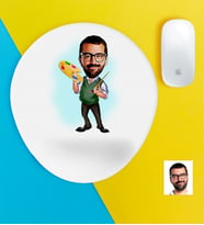 BK Gift Kişiye Özel Bay Ressam Karikatürlü Bilek Destekli Mouse Pad (Beyaz)