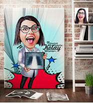 BK Gift Kişiye Özel Bayan Radyoloji Uzmanı Karikatür Kanvas Tablo 70x100cm 1