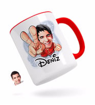 BK Gift Kişiye Özel Erkek Karikatürlü Kırmızı Kupa Bardak-33