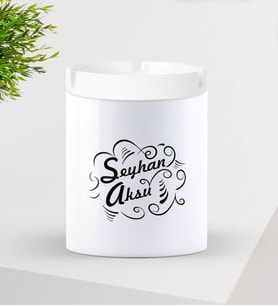 BK Gift Kişiye Özel İsimli Seramik Kül Tablası-6 (Beyaz)
