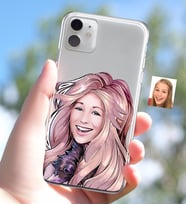 BK Gift Kişiye Özel Kadın Karikatürlü iPhone 11 İnce Şeffaf Silikon Telefon Kapağı-53 (Beyaz)