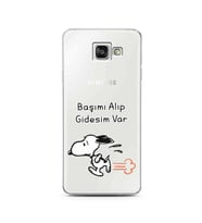 Snoopy Tasarımlı Süper Şeffaf Silikon Telefon Kılıfı Samsung A3 (2016)