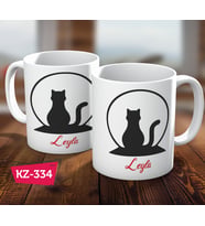 Kişiye Özel İsimli Kedi Hediye Kupa Bardak