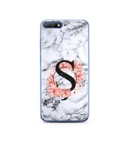 Mermer Çiçekli Harf Tasarım Süper Şeffaf Silikon Telefon Kılıfı Huawei Y6 2018 Ş
