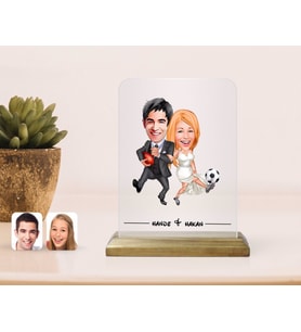 BK Gift Kişiye Özel Sevgililer Karikatürlü Çerçeve-15 (Beyaz)