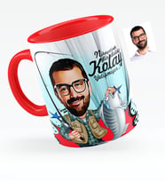 BK Gift Kişiye Özel Bay Balıkçı Karikatürlü Kırmızı Kupa Bardak  1