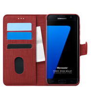 Microsonic Samsung Galaxy S7 Edge Kılıf Fabric Book Wallet Kırmızı