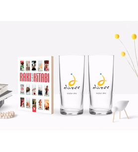 BK Gift Kişiye Özel Renkli Baskılı Düzce Tasarımlı Turistik İkili Rakı Bardağı ve Rakı Cep Kitabı Hediye Seti-1 (Model 1)