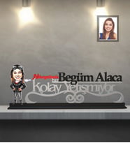 Kişiye Özel Bayan Karikatürlü Kolay Yetişmiyor Ahşap Biblo Model-8