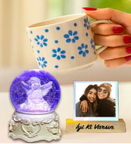 Kişiye Özel İyi Ki Varsın Masum Melek Kar Küresi & El Yapımı Kupa Hediye Seti