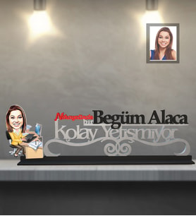 Kişiye Özel Patron Karikatürlü Kolay Yetişmiyor Ahşap Biblo Bayan-8