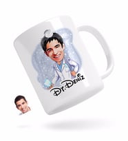 BK Gift Kişiye Özel Erkek Diş Hekimi Karikatürlü Beyaz Kupa Bardak-3