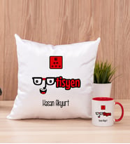 Optisyen Kare Yastık ve Kırmızı Kupa Bardak