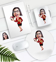 BK Gift Kişiye Özel Bayan Gayrimenkul Danışmanı Karikatürlü Defter Kalem Kupa Mouse Pad Seti (Model 1)