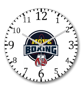 Move Boxing Logo Grande Cinza Duvar Saati Bombeli Gercek Cam