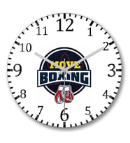 Move Boxing Logo Grande Cinza Duvar Saati Bombeli Gercek Cam