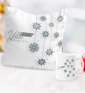 BK Gift Kişiye Özel Yılbaşı Mutlu Yıllar Temalı Yastık Kupa Seti - 10