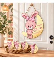 Kişiye Özel Bebek Kapı Süsü Ve 50 Adet Magnet Seti Tavşan