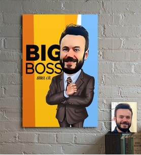 BK Gift Kişiye Özel Bay Big Boss Karikatür Ahşap Tablo  3