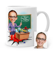 BK Gift Kişiye Özel Öğretmen Karikatür Beyaz Kupa Bardak  1