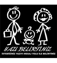 Araba Aile Sticker Ailenize Özel Arka Cam için 25 CM Ebatında