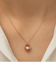Papatya Silver 925 Ayar İnci Taşlı Deniz Kabuğu Gümüş Kolye