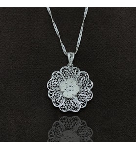 Zambak Model Elişçiliği Telkari Gümüş Bayan Kolye