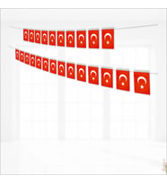 Ay Yıldız 20cm x 11cm İpli Kağıt Bayrak, 5mt - 40 Adet (STD)