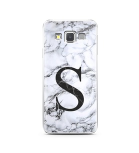 Samsung A3 (2015) Beyaz Mermer Harf Tasarımlı Telefon Kılıfı S-Harfi 