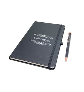 Kişiye Özel Siyah Defter Kalem Hediye Seti