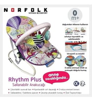 Norfolk Rhythm Titreşimli ve Müzikli Ev Tipi Ana Kucağı Ana Dizi - Tam Yatarlı - Kademeli Sırt Ayarı - Uçan Balon Mürdüm