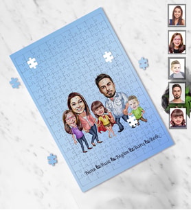 Kişiye Özel Aile Karikatürlü A3 240 Parça Puzzle  Mod-7