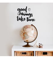 El Yazısı ile Yazılmış Good Things Take Time Yazısı Sticker 60x39cm - Siyah