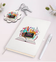 BK Gift Kişiye Özel Dünyanın En İyi Öğretmeni Beyaz Defter Kalem Ve Anahtarlık Hediye Seti-16 (Model 1)