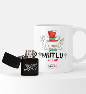 BK Gift Kişiye Özel Yılbaşı Mutlu Yıllar Temalı Çakmak ve Kupa Seti - 5