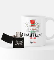 BK Gift Kişiye Özel Yılbaşı Mutlu Yıllar Temalı Çakmak ve Kupa Seti - 5