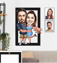 Kişiye Özel Sevgili Karikatürlü 3D Ahşap Tablo 30x47 Model 3