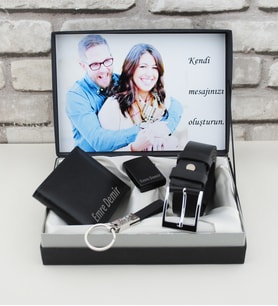 Kişiye Özel Fotoğraflı Cüzdan Çakmak Anahtarlık  Ve Kemer Set 2