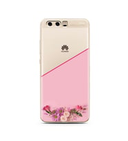 Kesik Çiçek Tasarımlı Süper Şeffaf Silikon Telefon Kılıfı Huawei P10    